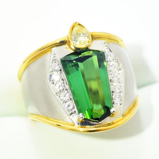 水野 薫子 リング KAOLVCO 指輪 トルマリン 4.61 ダイヤモンド 0.14 0.24 K18 PT900 約12.5号 新品仕上げ 中古の通販は
