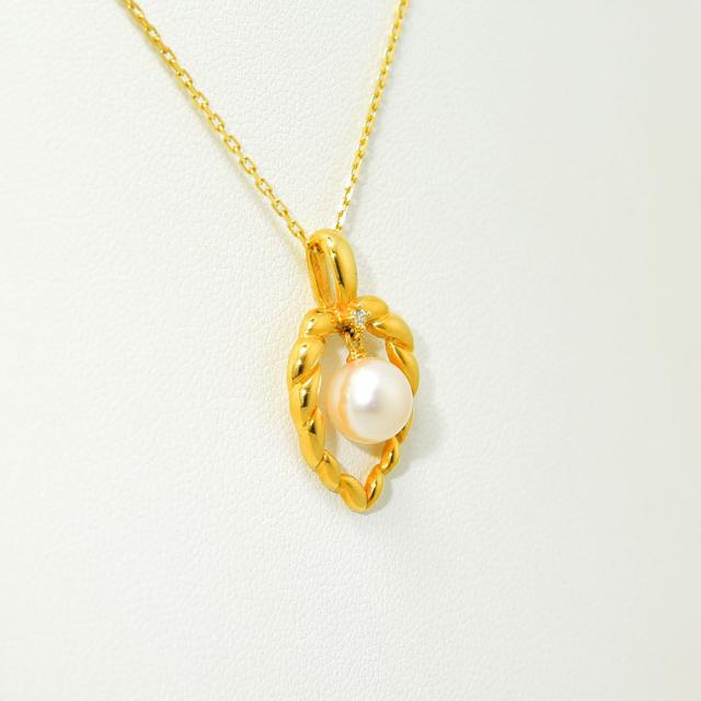 タサキ ネックレス TASAKI 田崎 ハート あこや真珠 7.0mm ダイヤモンド 0.01 K18 750 新品仕上げ 中古_2