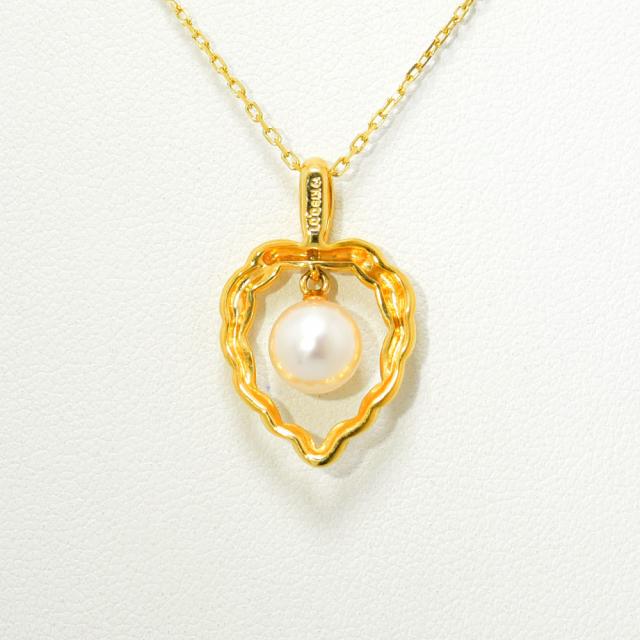 タサキ ネックレス TASAKI 田崎 ハート あこや真珠 7.0mm ダイヤモンド 0.01 K18 750 新品仕上げ 中古_3