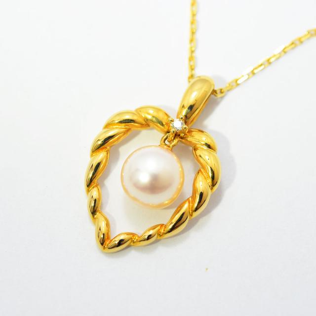 タサキ ネックレス TASAKI 田崎 ハート あこや真珠 7.0mm ダイヤモンド 0.01 K18 750 新品仕上げ 中古_4