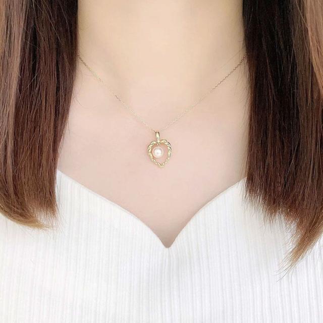 タサキ ネックレス TASAKI 田崎 ハート あこや真珠 7.0mm ダイヤモンド 0.01 K18 750 新品仕上げ 中古_9