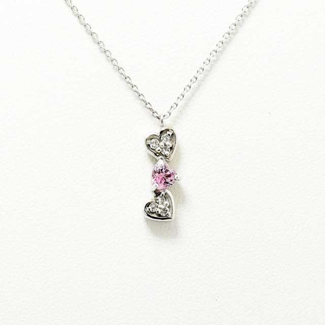 ヨンドシー ネックレス 4℃ ペンダント ピンクサファイア ダイヤモンド K18WG 新品仕上げ 中古