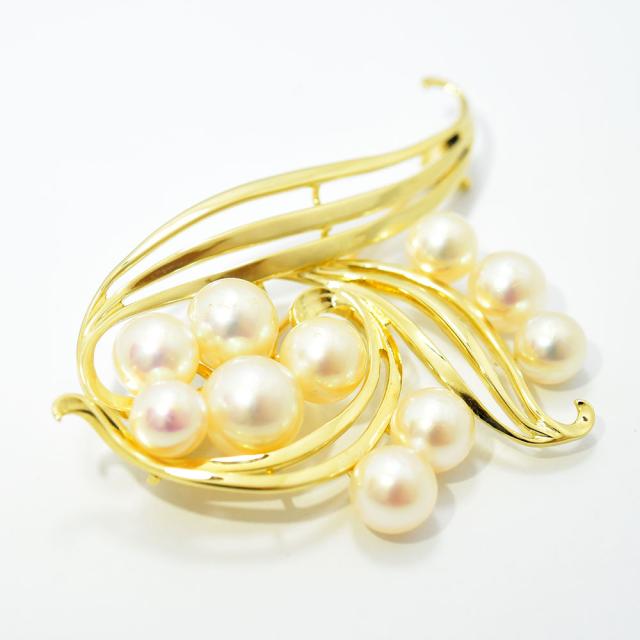ミキモト ブローチ MIKIMOTO あこや真珠 アコヤ パール K14 新品