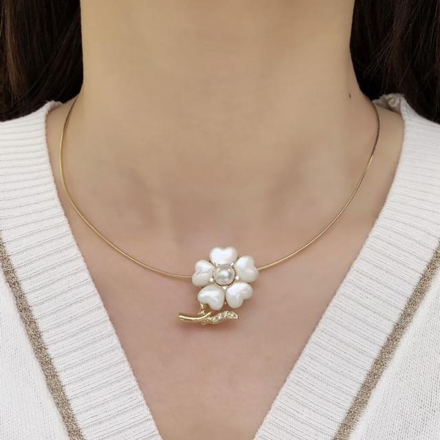 ミキモト ネックレス MIKIMOTO ブローチ 花 フラワー パール 7.2mm 
