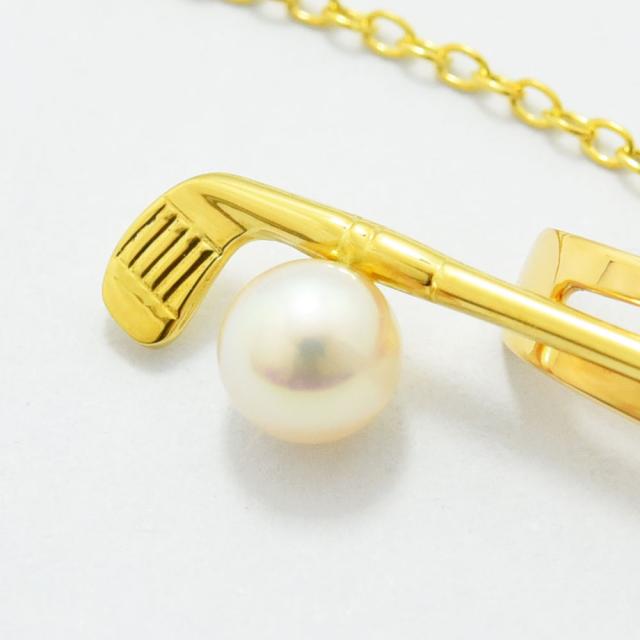 ミキモト タイピン MIKIMOTO ネクタイピン タイクリップ アイアン ゴルフ あこや真珠 5.2mm パール K18 新品仕上げ 中古