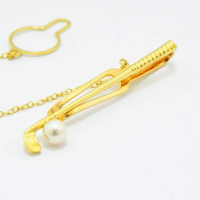 ミキモト タイピン MIKIMOTO ネクタイピン タイクリップ アイアン ゴルフ あこや真珠 5.2mm パール K18 新品仕上げ 中古