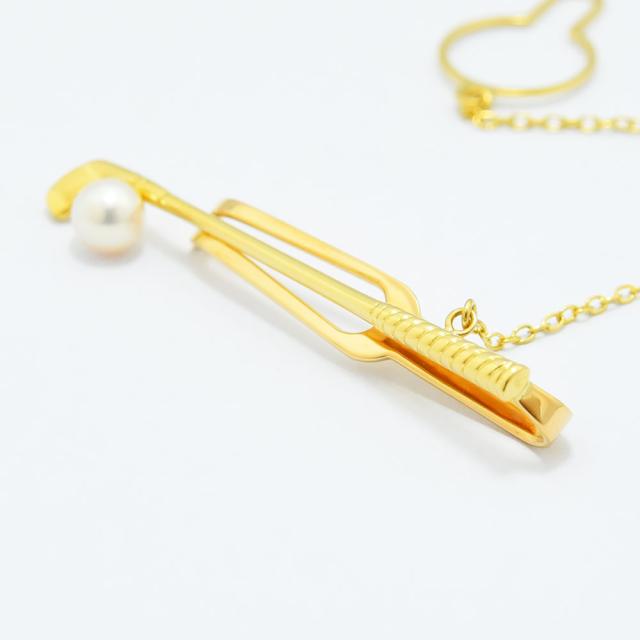 ミキモト タイピン MIKIMOTO ネクタイピン タイクリップ アイアン ゴルフ あこや真珠 5.2mm パール K18 新品仕上げ 中古
