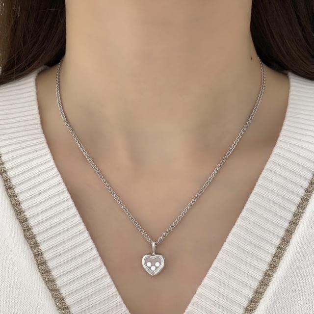 chopard ショパール ハッピーダイヤ ハート ネックレス WG ホワイト