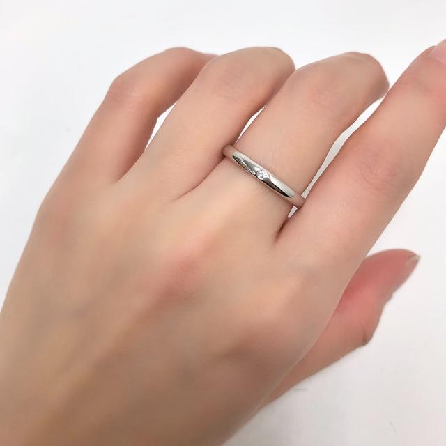 ティファニー リング スタッキング バンド TIFFANY&Co. 指輪 エルサペレッティ 幅2.6mm ダイヤモンド PT950 約15.5号 新品仕上げ 中古_9
