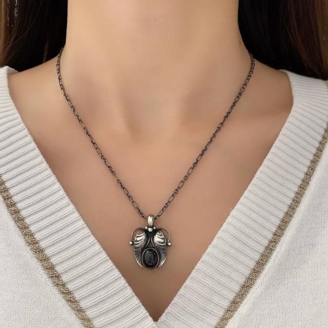 ジョージジェンセン ネックレス GEORG JENSEN 1994 ヘリテージコレクション ガーネット SV925 シルバー 中古_8