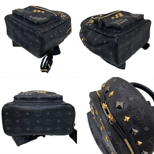 エムシーエム スターク MCM サイドスタッズ バックパック バッグ リュック ブラック レザー 中古