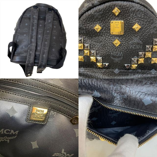 エムシーエム スターク MCM サイドスタッズ バックパック バッグ リュック ブラック レザー 中古