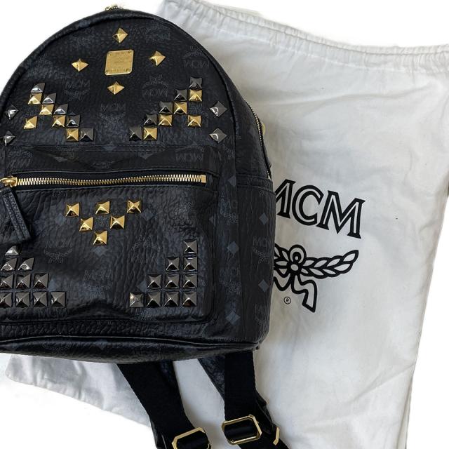エムシーエム スターク MCM サイドスタッズ バックパック バッグ リュック ブラック レザー 中古
