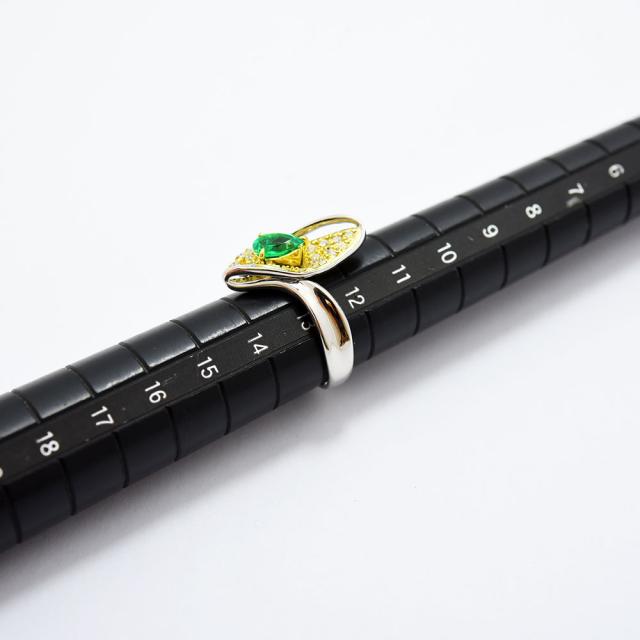 エメラルド 0.55 ダイヤモンド 0.23 リング PT900 K18 約13号 新品磨き 
