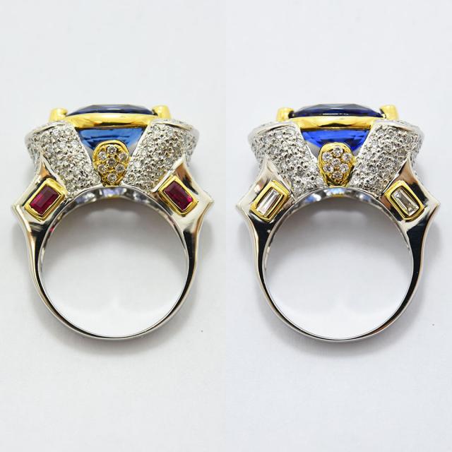 Pt900 K18 サファイア4.40 ルビーダイヤモンドリング指輪