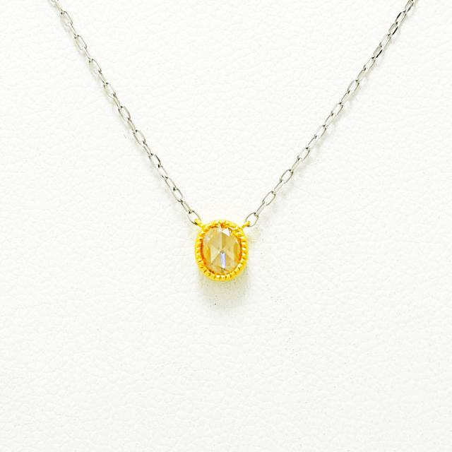 ローズカット ダイヤモンド ネックレス 0.178 E VVS2 K18 PT850 スライドアジャスター付き 新品