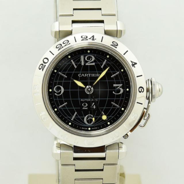 カルティエ 時計 メンズ Cartier パシャC メリディアン W31049M7 自動巻 オートマ SS ステンレススチール ブラック 軽仕上げ 中古 214,500円