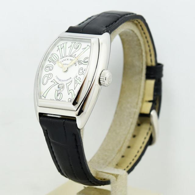 フランクミュラー 中古 レディース FRANCK MULLER コンキスタドール レディ 自動巻 SS ステンレススチール 社外レザー シルバー 軽仕上げ_1