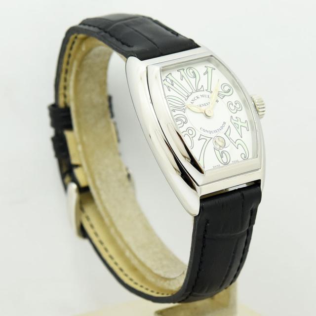 フランクミュラー 中古 レディース FRANCK MULLER コンキスタドール レディ 自動巻 SS ステンレススチール 社外レザー シルバー 軽仕上げ_2