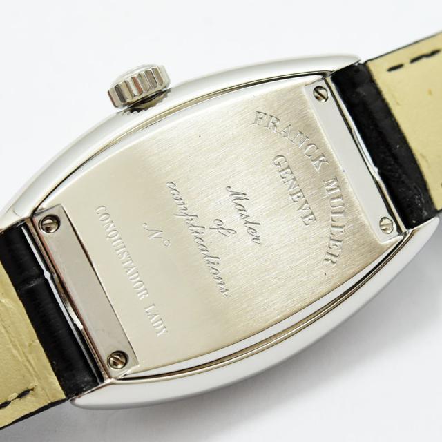フランクミュラー 中古 レディース FRANCK MULLER コンキスタドール レディ 自動巻 SS ステンレススチール 社外レザー シルバー 軽仕上げ_4