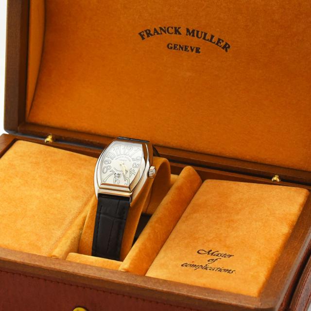 フランクミュラー 中古 レディース FRANCK MULLER コンキスタドール レディ 自動巻 SS ステンレススチール 社外レザー シルバー 軽仕上げ_8