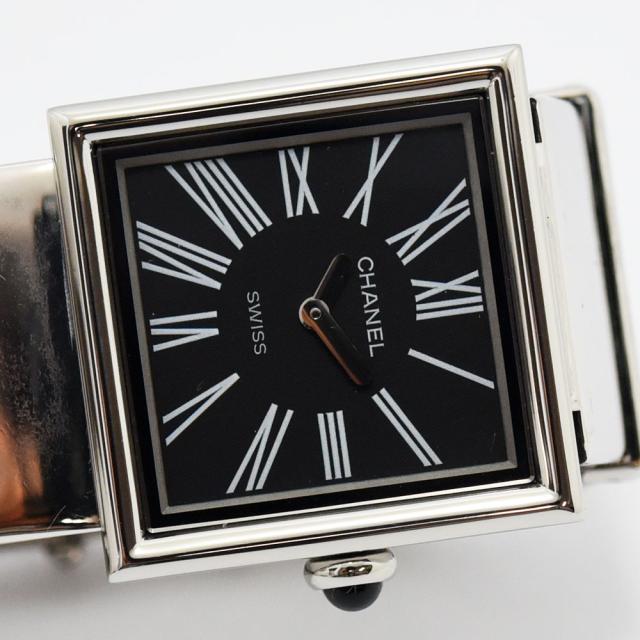 シャネル 時計 レディース CHANEL マドモアゼル クォーツ SS ステンレス ブラック 中古_4