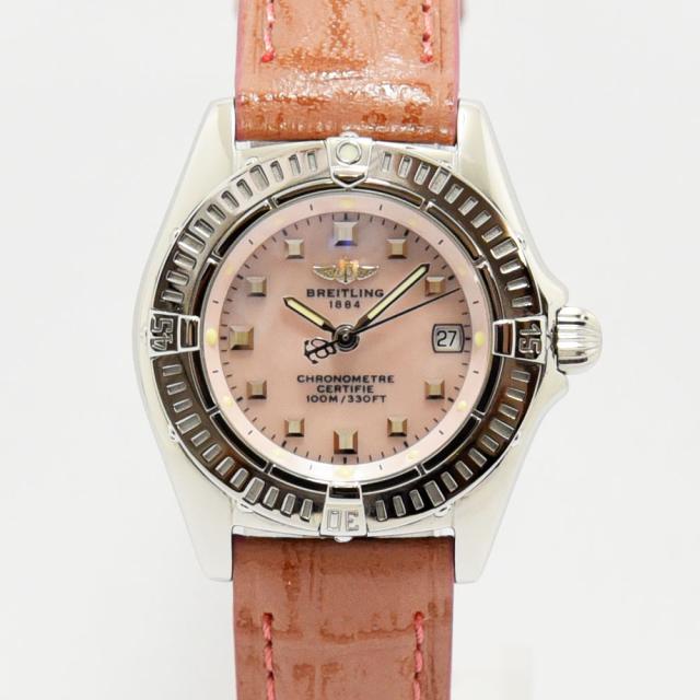 ブライトリング 中古 レディース BREITLING カリスティーノ A72345 クォーツ SS ステンレス 新品社外レザー ピンクシェル 軽仕上げ
