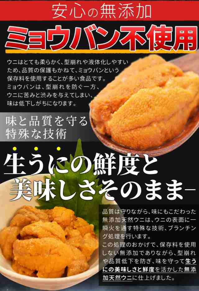 うに １００ｇ×２ 天然冷凍生ウニ 刺身雲丹 ミョウバン不使用 無添加