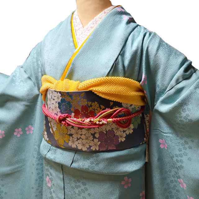 京友禅 正絹 振袖 30点 セット 水色 成人式 ふりそで 振袖 袋帯