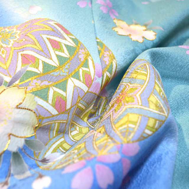 京友禅 正絹 振袖 ２５点 セット/ 水色 成人式 ふりそで 振袖 袋帯