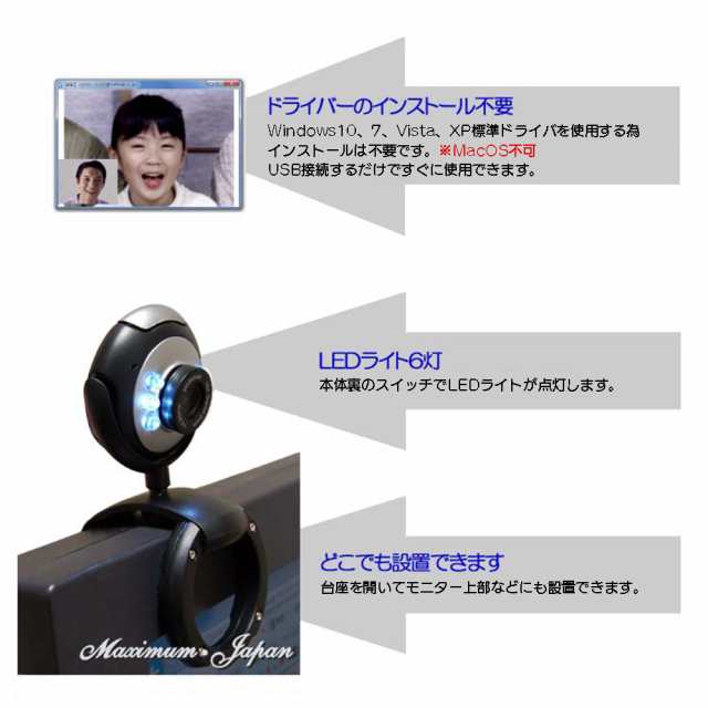 在庫わずか Ledライト Mini Webカメラ マイク内蔵 Skypeなどのビデオチャット対応の通販はau Pay マーケット Maximum Japan