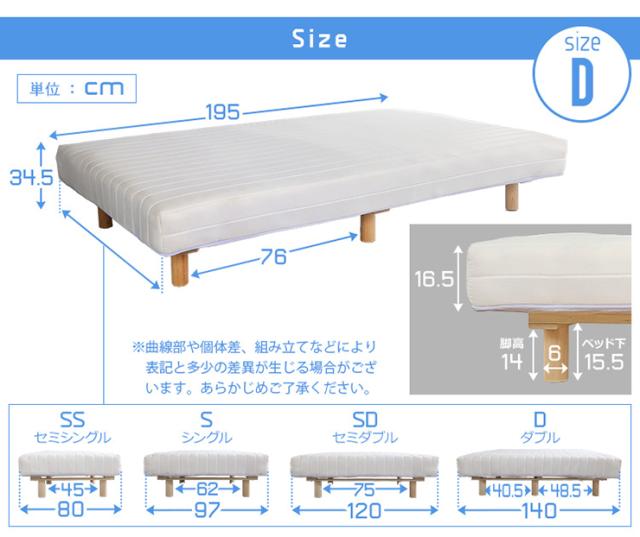 脚付きロール マットレス（ ポケット コイル スプリング ) シングル サイズ 脚付きロールマットレス ポケットコイルスプリング Unite Doux(ユニテ