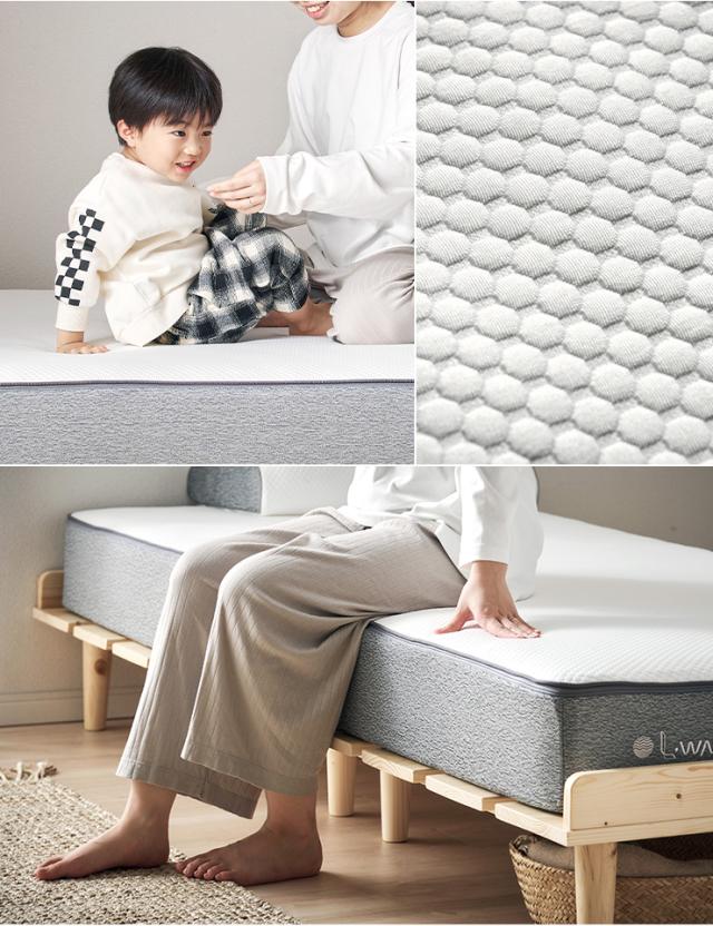 マットレス ダブルサイズ L・WAVE(エル・ウェーブ) 140x195cm 厚さ19cm ダブルベッド ベッドマット シルキーファイバー 敷き布団 快眠 寝具 体圧分散 抗菌 防臭 防ダニ 水洗い可 3年保証 低ホルムアルデヒド おしゃれ_19