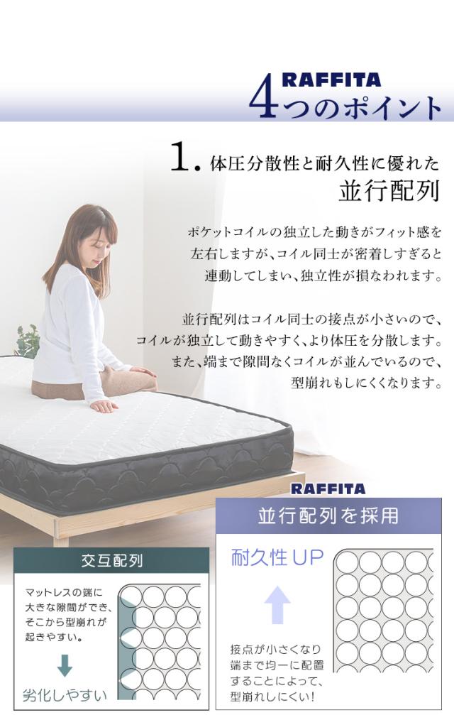 ポケットコイルマットレス 特許技術の圧縮梱包 Sサイズ RAFFITA(ラフィータ) 2色対応 マットレス ポケットコイル ベッドマットレス シングルベッド 97x195 敷布団 厚さ15cm 柔らかめ 圧縮ロール梱包 コンパクト おしゃれ_8