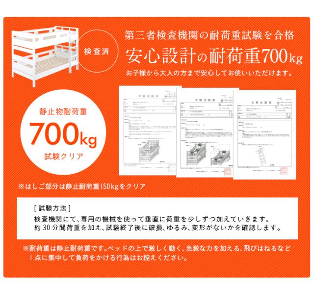 【5年保証/熊本産ヒノキ/耐荷重700kg】国産 宮付き 二段ベッド 2段ベッド KOTOKA(コトカ) ALL ホワイト 二段ベット 2段ベット 子供用 大人用 日本製 木製 ひのき 檜 分離 分割 おしゃれ 子供部屋_4