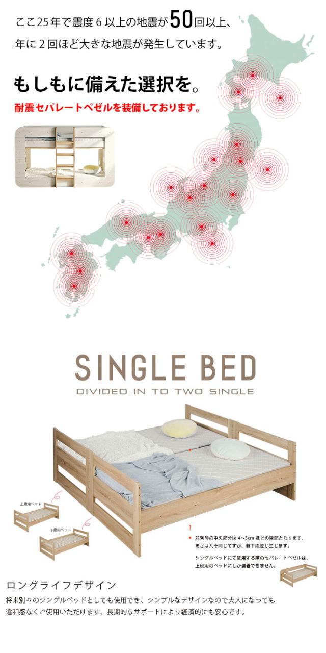 【特許/超耐震構造】二段ベッド 2段ベッド シングルサイズ ROUNDY(ラウンディ) ＋ マットレス COZY Sサイズセット 4色対応 ロータイプ すのこベッド 分割 マットレス ベット おしゃれ 子供部屋 入学祝い_15