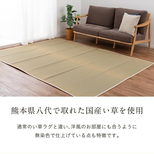 国産 い草ラグ 穂波 191x250cm 無地 ラグ マット 敷物 い草 ござ マット フロアマット 長方形 リビング 寝室 子供部屋 リラックス 抗カビ加工 滑りにくい加工 抗菌 消臭 吸音 湿度調整 空気清浄 ナチュラル おしゃれ