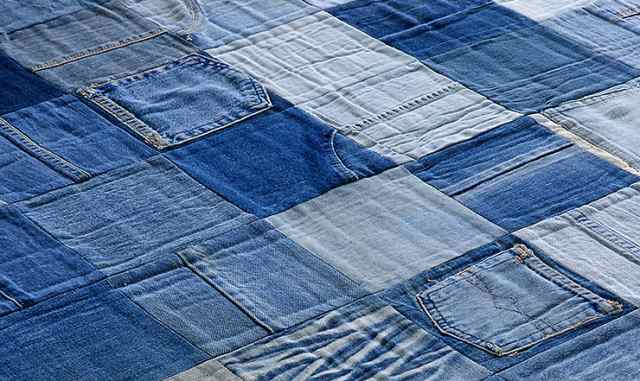 インド製 ラグ カーペット Patchwork denim rug(パッチワーク デニム