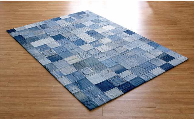 インド製 ラグ カーペット Patchwork denim rug(パッチワーク デニム