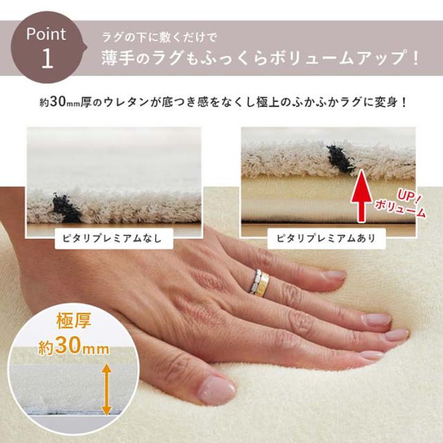 【ホットカーペット/床暖房対応】ラグ 下敷き 防音 ラグマット 170x230cm ピタリプレミアム 低反発 カーペット 下敷きラグ 洗える 長方形 3畳 絨毯 おしゃれ すべり止め 1人暮らし オールシーズン_7