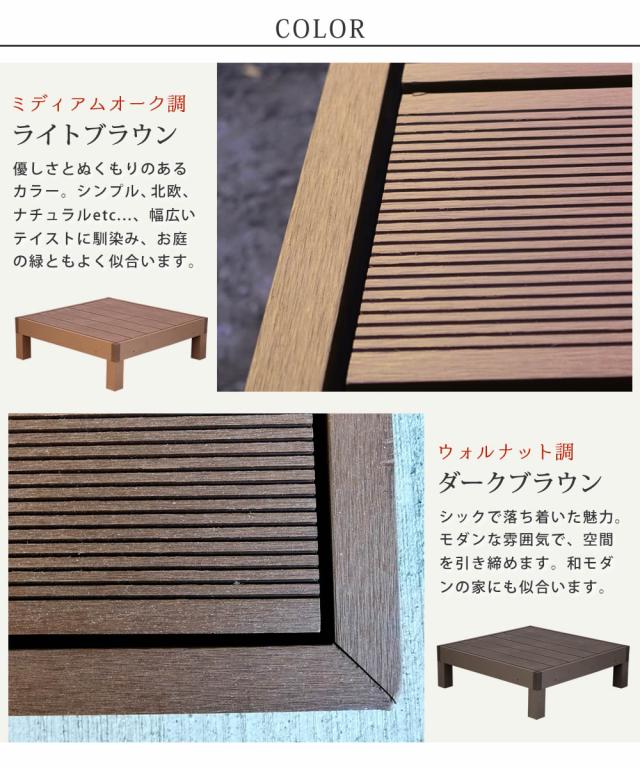 ウッドデッキ デッキ縁台 ベンチ 人工木 木製 置くだけ おしゃれ シンプル 庭 屋外 テラス エクステリア ガーデニング アウトドア ホームパーティ 読書 ecofeel(エコフィール) 1台 90x90cm 2色対応_2