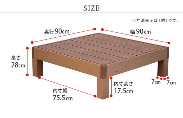 ウッドデッキ デッキ縁台 ベンチ 人工木 木製 置くだけ おしゃれ シンプル 庭 屋外 テラス エクステリア ガーデニング アウトドア ホームパーティ 読書 ecofeel(エコフィール) 1台 90x90cm 2色対応_1