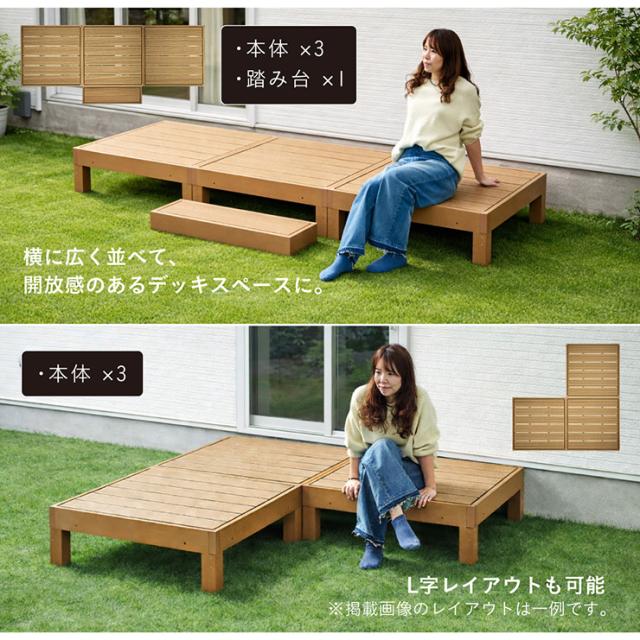 人工木 ウッドデッキ 90×90cm 本体 正方形 連結可能 ガーデンデッキ 樹脂デッキ ウッドテラス ベランダデッキ 屋外 庭 バルコニー DIY エクステリア 高耐久 防腐 防虫 耐水 Skaldar スカルダー 6個セット 4色対応