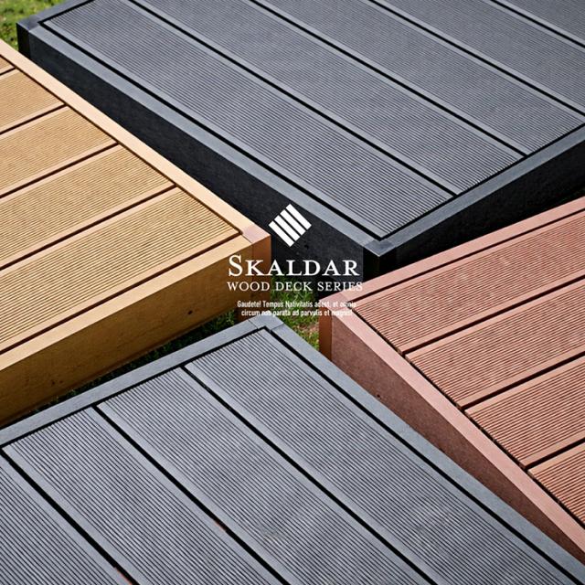 人工木 ウッドデッキ 90×90cm 本体 正方形 連結可能 ガーデンデッキ 樹脂デッキ ウッドテラス ベランダデッキ 屋外 庭 バルコニー DIY エクステリア 高耐久 防腐 防虫 耐水 Skaldar スカルダー 6個セット 4色対応