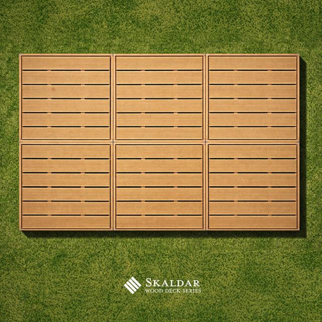 人工木 ウッドデッキ 90×90cm 本体 正方形 連結可能 ガーデンデッキ 樹脂デッキ ウッドテラス ベランダデッキ 屋外 庭 バルコニー DIY エクステリア 高耐久 防腐 防虫 耐水 Skaldar スカルダー 6個セット 4色対応