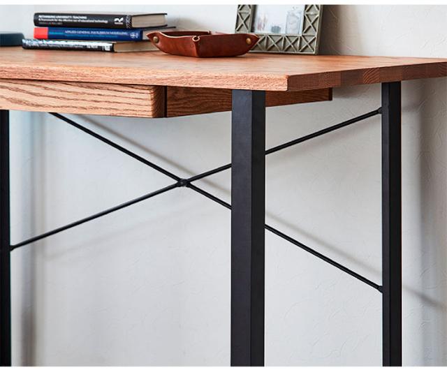 オーク無垢材デスク 幅120cm アデペシュ 幅120cm 木製 デスク drip アジャスター付き 引出し付き オーク材 無垢