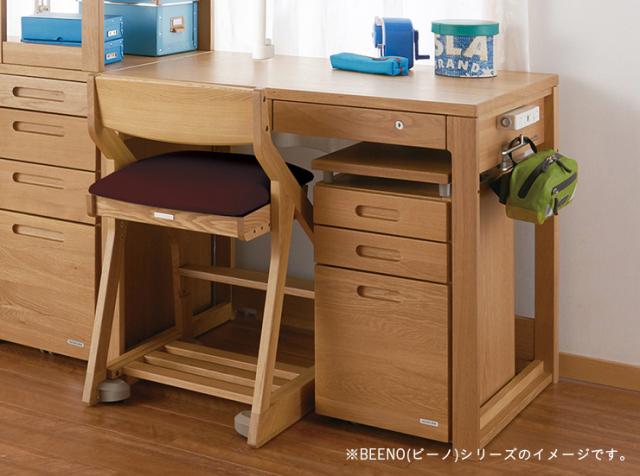【天然木使用/完成品】コイズミ KOIZUMI BEENO(ビーノ) スリムワゴン 3色対応 学習机用ワゴン キャスター付き 木製 天板昇降 突板 タモ ナラ オーク 学習机 学習デスク 勉強デスク 勉強机_6