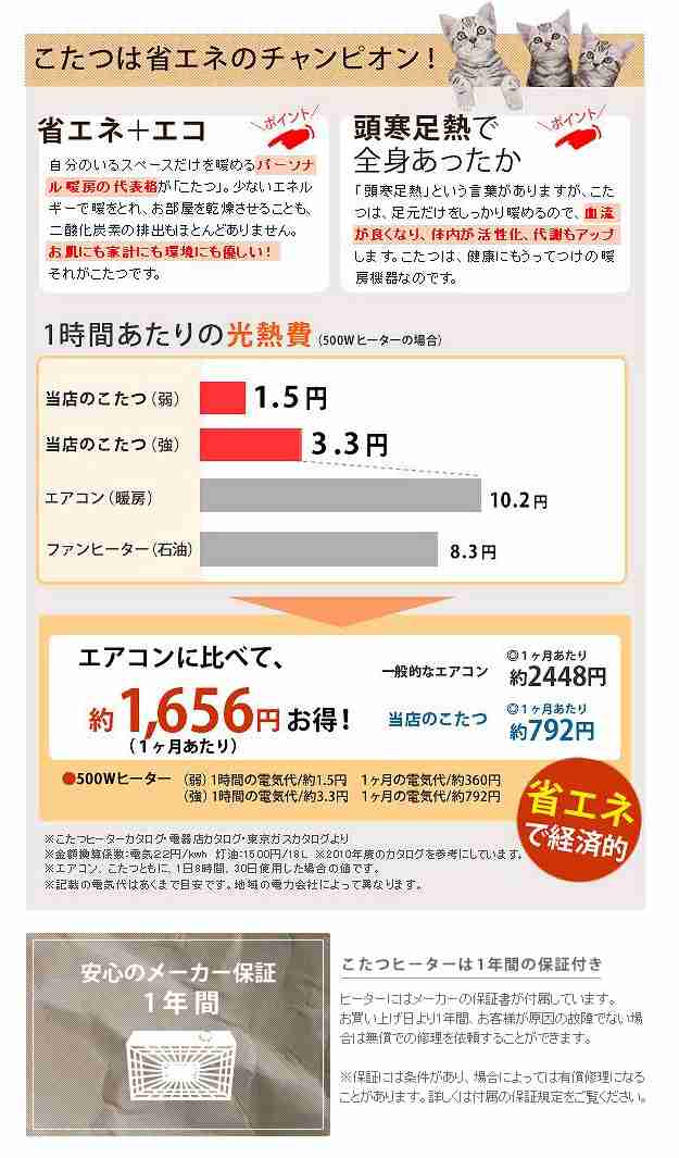 国産 楢天然木 折れ脚こたつ Laurier(ローリエ) 幅60cm 3色対応 こたつ