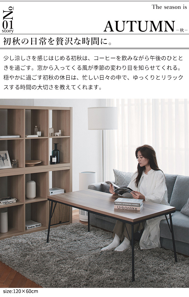 継ぎ脚付き 古材風アイアンこたつテーブル Brookhightype