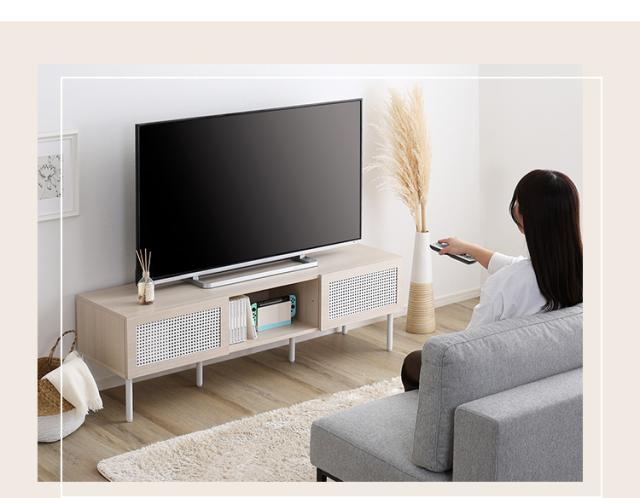ラタン調 テレビボード テレビ台 TVボード TV台 ローボード ロータイプ テレビラック オーディオラック AVラック ナチュラル  63型 50型 32型 木製 おしゃれ ラタン調テレビ台 幅140cm 2色対応_5